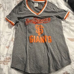 PINK Victoria's Secret Gray and Orange Short Sleeve Tee